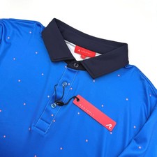 Redvanly Mens Ramey Polo Shirt Marine Blue Polka Dot Golf Top Large NEW