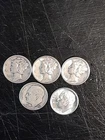 Silver Dime Lot of 5 Mercury/Roosevelt Mixed Dates 90% Silver Lot #3