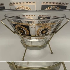 Georges Briard Regalia Black Gold Crowns Shields Salad/Serving/Center Bowl 11”d