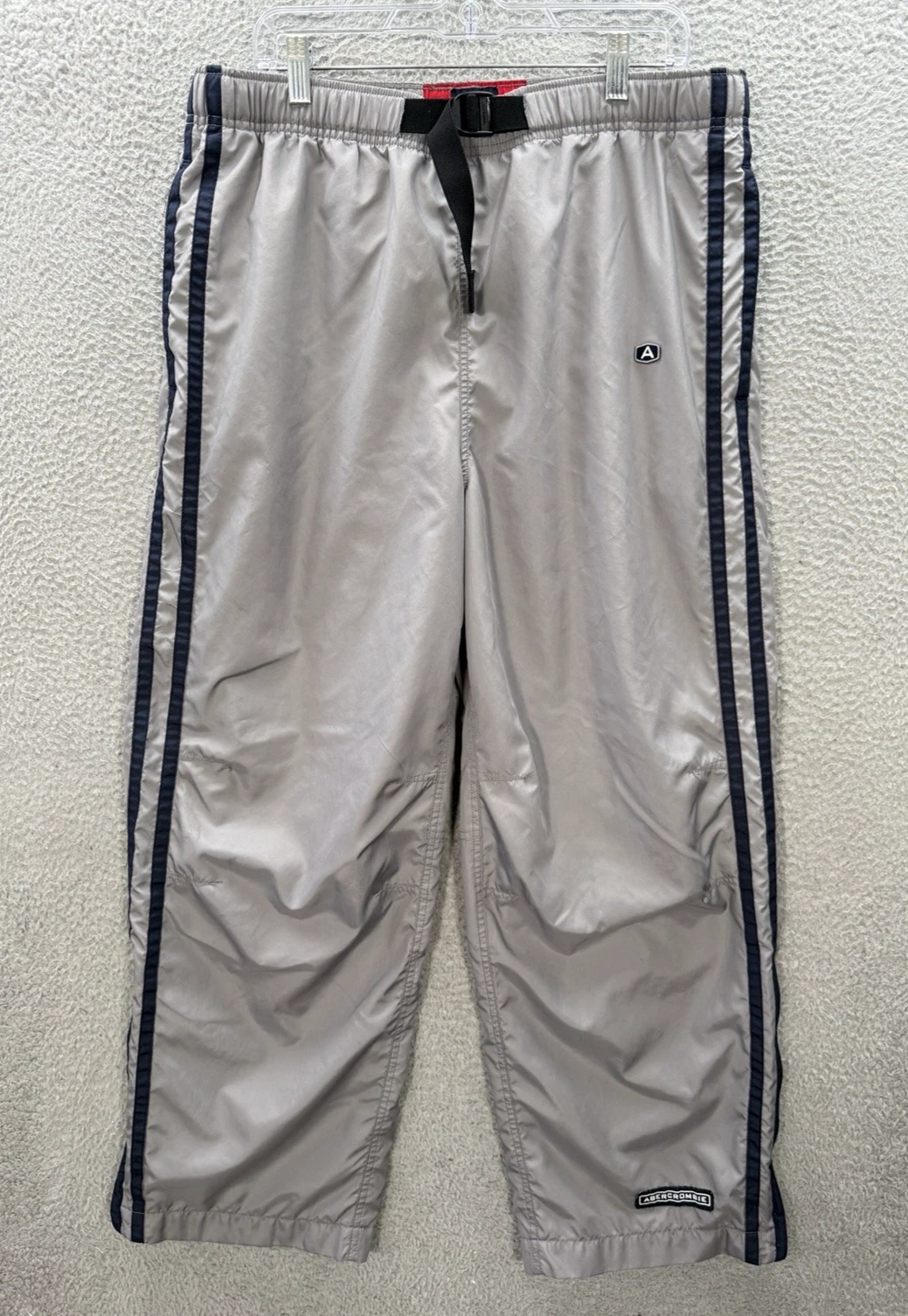 Vintage Abercrombie & Fitch Track Pants Adult L Gray Blue Windbreaker 90s Y2K