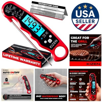Ultra-Fast  Waterproof Instant Read Meat Thermometer with Backlit Display
