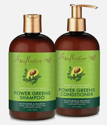 Shea Moisture Puissance Greens Shampooing & Après-shampoing Moringa Avocat 384ml - Photo 1/4