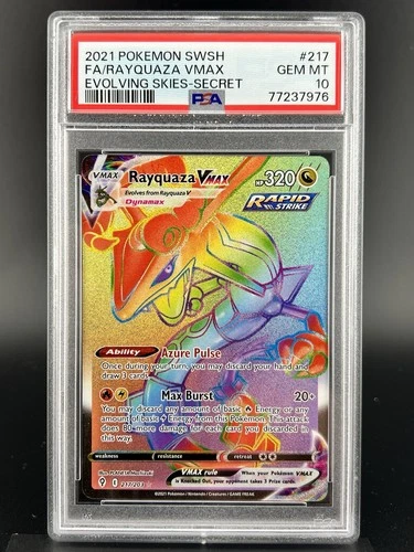 Pokemon Rayquaza VMAX Rainbow 217/203 Evolving Skies PSA 10 Gem Mint
