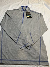 Page & Tuttle Coverstitch Heather Mock Neck Long Sleeve Zip Pullover Top Size Am