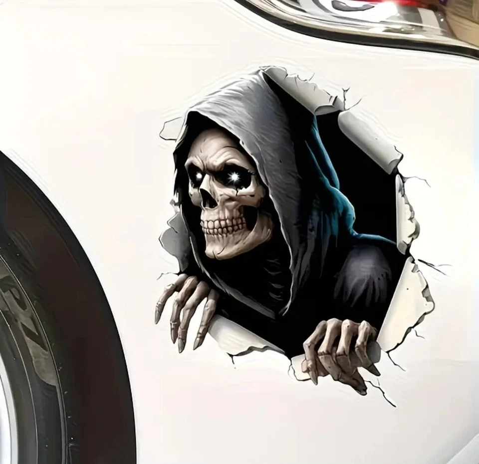 Aufkleber Skelett Sensenmann Sticker Totenkopf Grim Reaper Gothic Auto Tuning - Bild 2 von 2