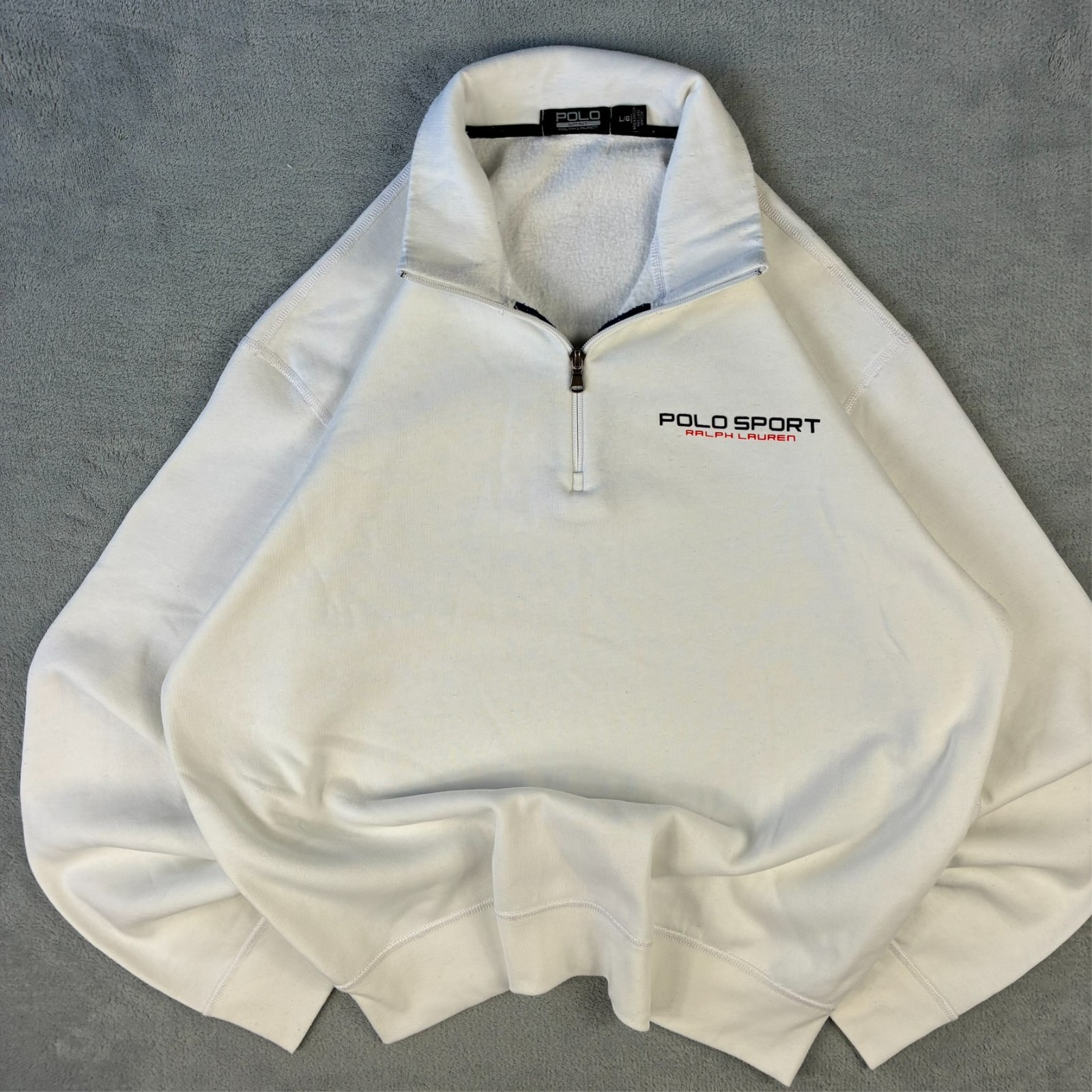 Vintage Ralph Lauren Polo Sport 2000's White Size Large 1/4 Quarter Zip Jumper image 3