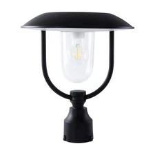 Solar Lamp Post Light Outdoor, Dusk to Dawn, Waterproof Black Post Fixture
