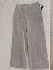 Nicole Miller Brown Stripe Crop Straight Leg Pants Sz 6/8