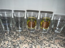 Lot of 5 Vtg Tourist Shot Glasses Weinstube, Rivaz, Ligerz Schafis, US Lines