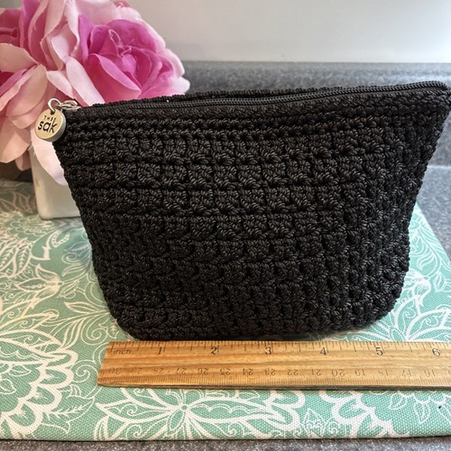 The Sak Crochet Black Make Up Bag Small Pouch - Picture 10 of 11