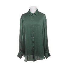 Zara, Hemd, Größe: L, Grün, Polyester, Einfarbig, Satin, Damen #tyT