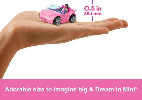 Barbie Mini BarbieLand Doll & Toy Vehicle Set, 1.5-inch Barbie Doll & Convertibl - Picture 4 of 6