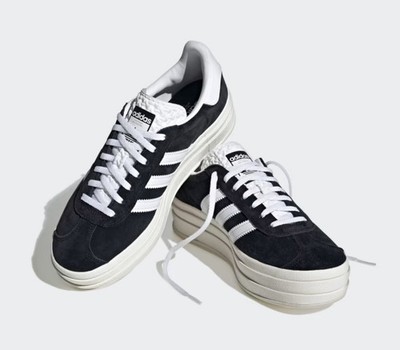  Adidas Gazelle Bold Women s Sz 7Black W/White Platform Sneaker Shoe NWB