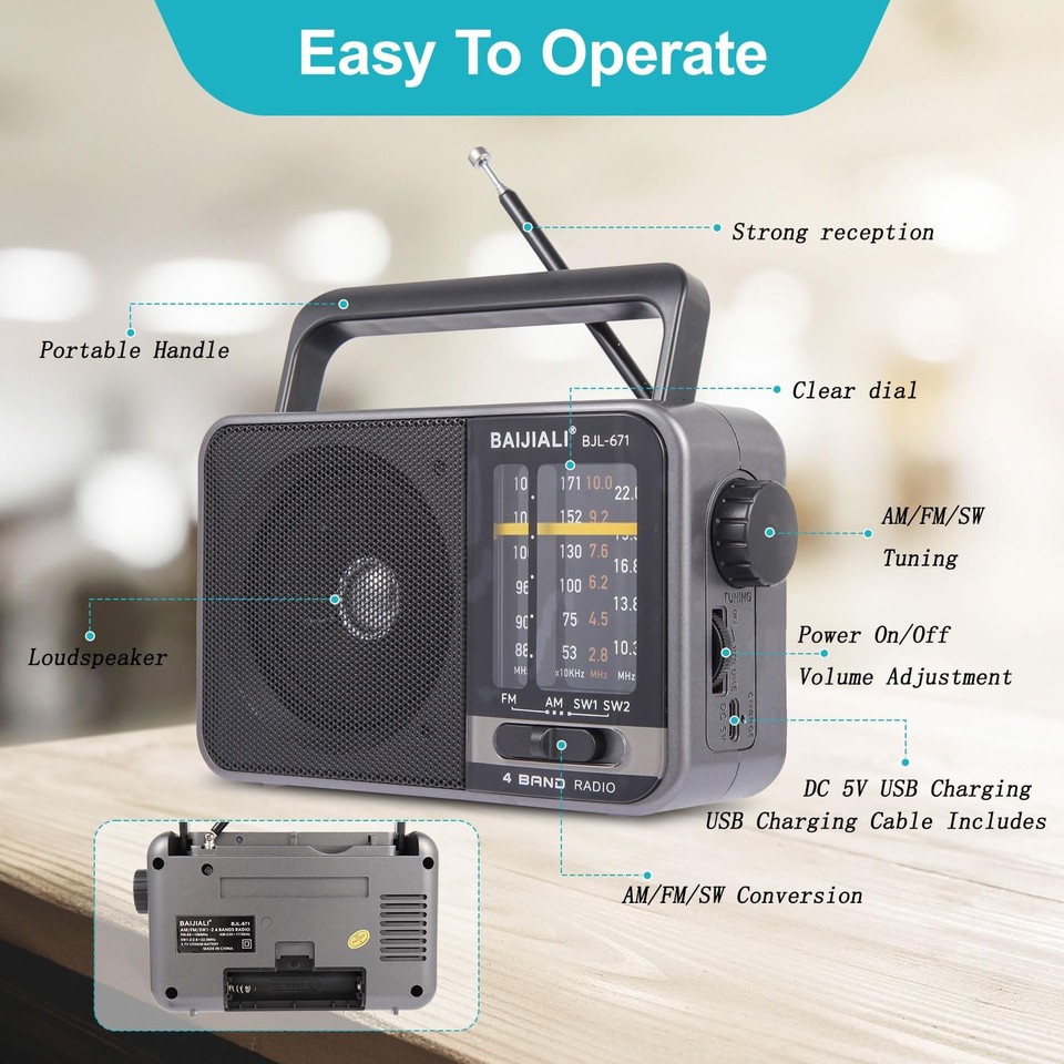 2000mAh Radio Crank Solar Hand Weather Power Bank Charger With Flashlight Light - View #3