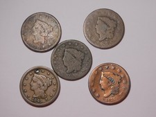 5 LARGE CENTS   !!!!!!!   WITH PROBLEMS BUT CHEAP !     ONLY $29.50!!!!!!!!!!!!!