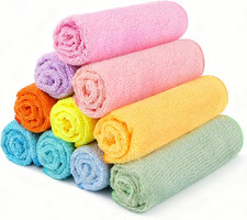 Elegant Multi-Color Microfiber Washcloth Set - 10 Pack of Soft, Absorbent Towels