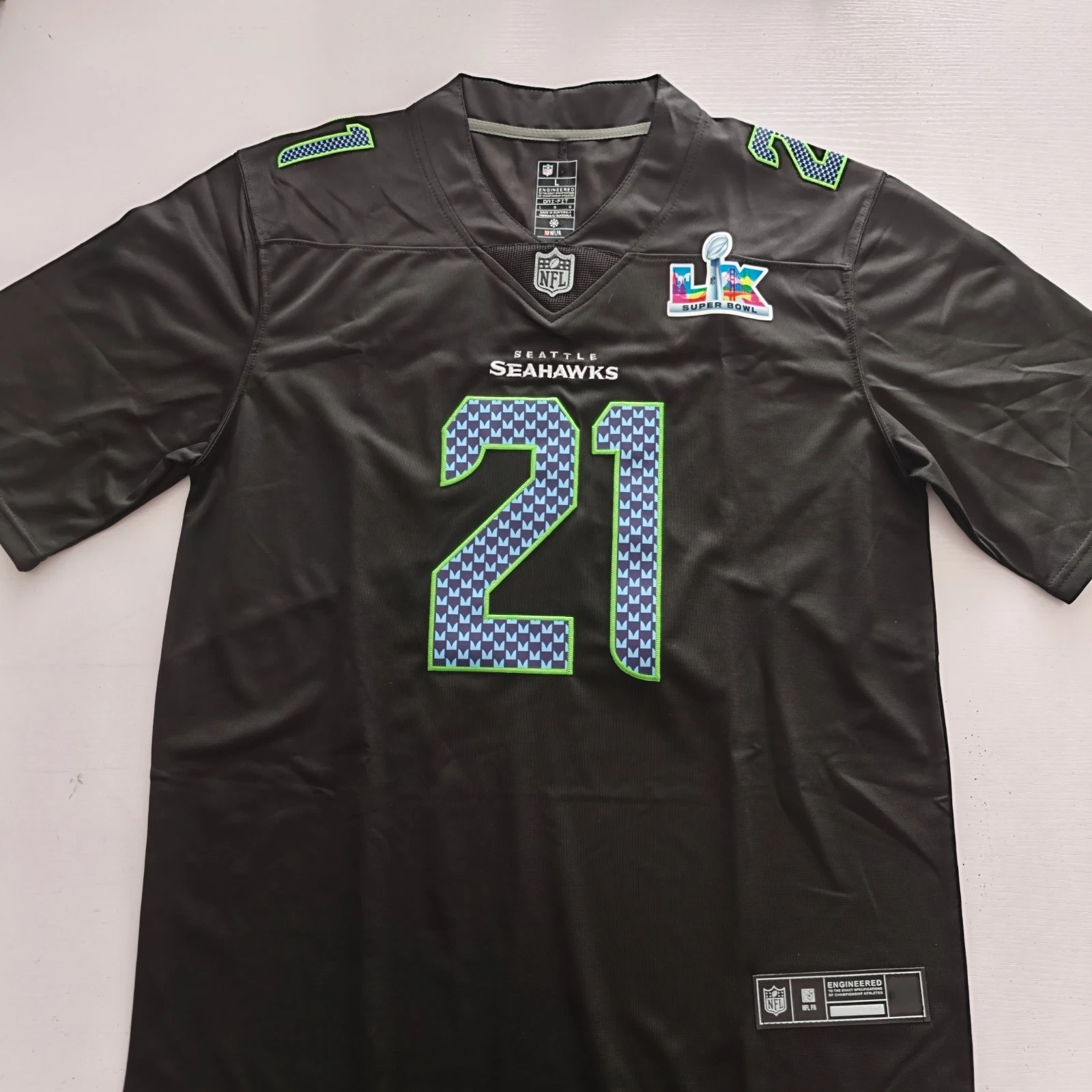 Men's Seahawkss Devon Witherspoon Black Super B.owl LX Patch Game Jersey