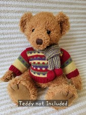 **Knitted Teddy Bear Clothes** New Hand Knitted 12" Chest Jumper & Scarf Set