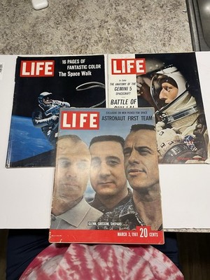 Lot Of 3 LIFE Magazines, NASA, Space Astronauts Issues  1961 1965