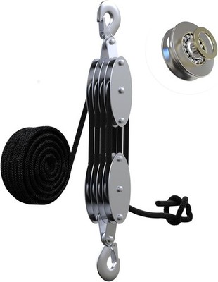 Rope Hoist Pulley System with Metal Bearing, 4400LB Pulley Block and