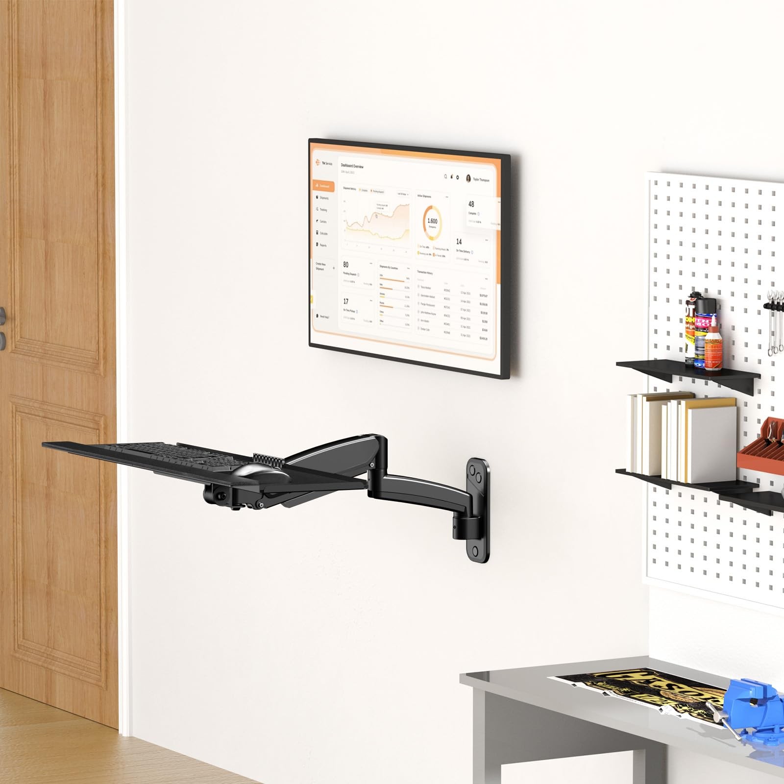 Keyboard Tray Wall Mount,Sit-Stand 26 Inch Keyboard and Mouse Stand,Height Ad...