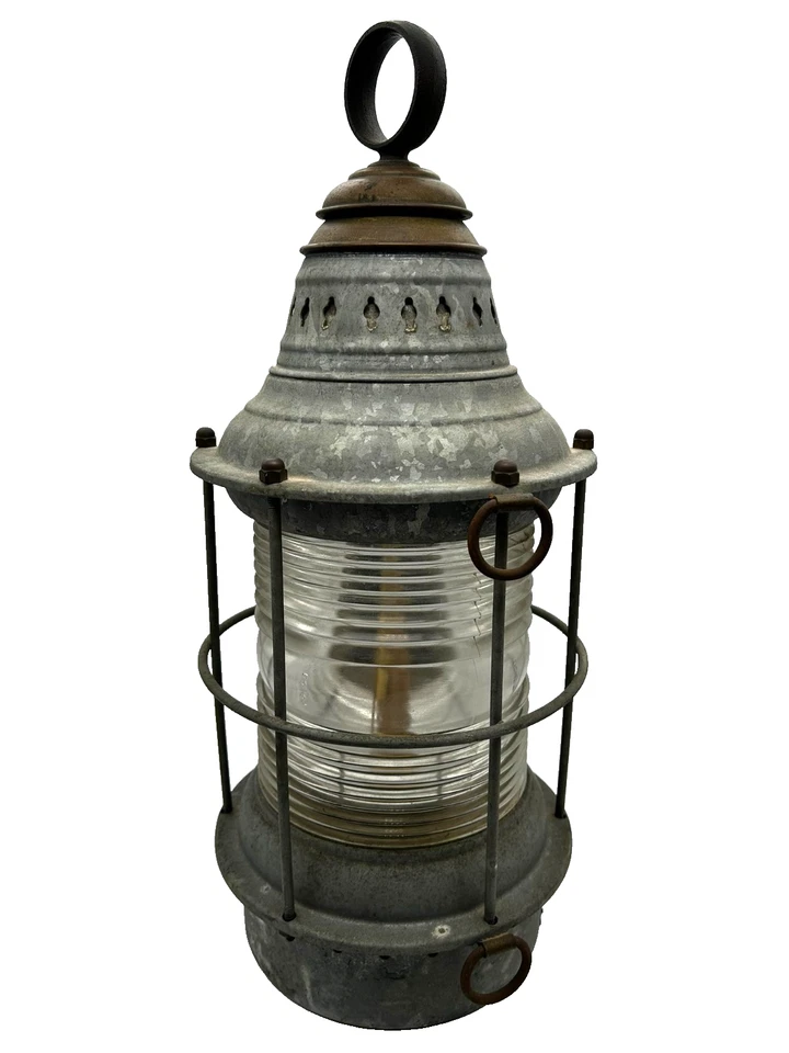 Antique Original Maritime Ship Light Lantern Kerosene Lamp Nautical Decor - Image 3 of 4