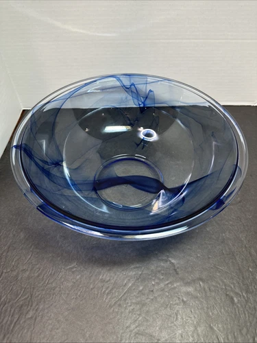 Pyrex Glass Blue Lagoon Watercolor Mixing Bowl 4 Quart 326 Swirl Cobalt USA