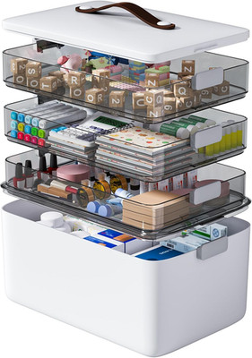 MOPUP 4-Tier Medicine Craft,Sewing,Art,Organizer Storage,Portable Latch Bin with