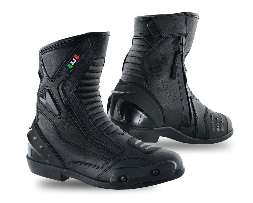 Scarpa Stivale Motociclismo Calzatura Sportiva Moto BIESSE NERO 39-47 - Immagine 2 di 4