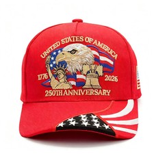 250th Anniversary USA Baseball Cap 1776 2026 Adjustable Patriotic Hat