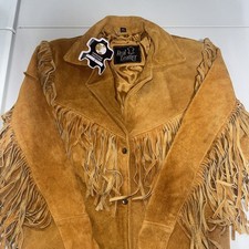 Real Leather Suede Fringe Stranded Jacket Siz...