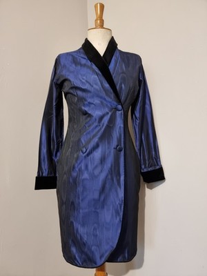 XAVANNE VINTAGE 80S KLEID MANTEL COCKTAIL DRESS KLEID SAMT UND STOFF MOIRÉ 80er