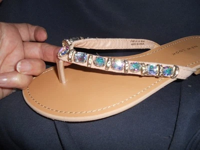 NEW iridescent jewel toeposts - NEW LOOK - 6 - leather footbed, flat - Image 1 of 4