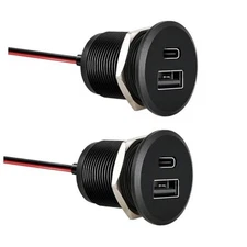  RV USB Outlet All-Aluminum Type A + Type C Ports 12V/24V USB Small Panel*2