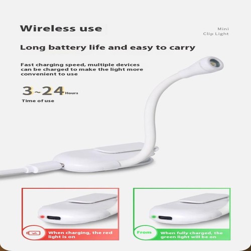 Mini LED Book Light Eye Protection Adjustable Clip 360° Flip Study Lamp 3 Colors - Photo 9/14