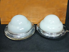 1 von 2  70er UdSSR  Zug oder Schiff Decken Lampe E27 Leuchte Chrom weiß Glas