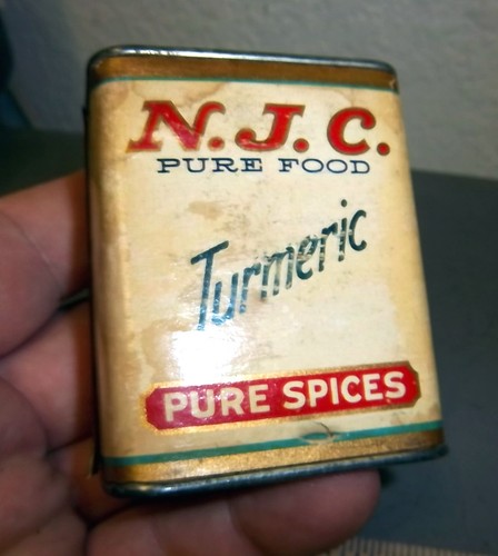 Vintage NJC Turmeric 2 oz spice tin paper label, great colors & graphics - Picture 2 of 4