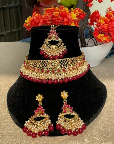 Indian Bollywood Pearl Gold Plated Ruby 