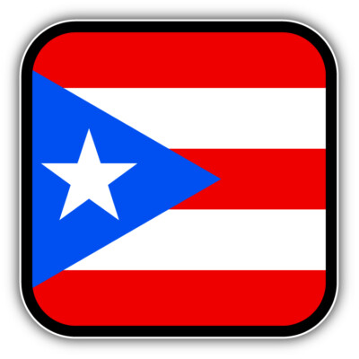 Puerto Rico Square World Flag Car Bumper Sticker Decal