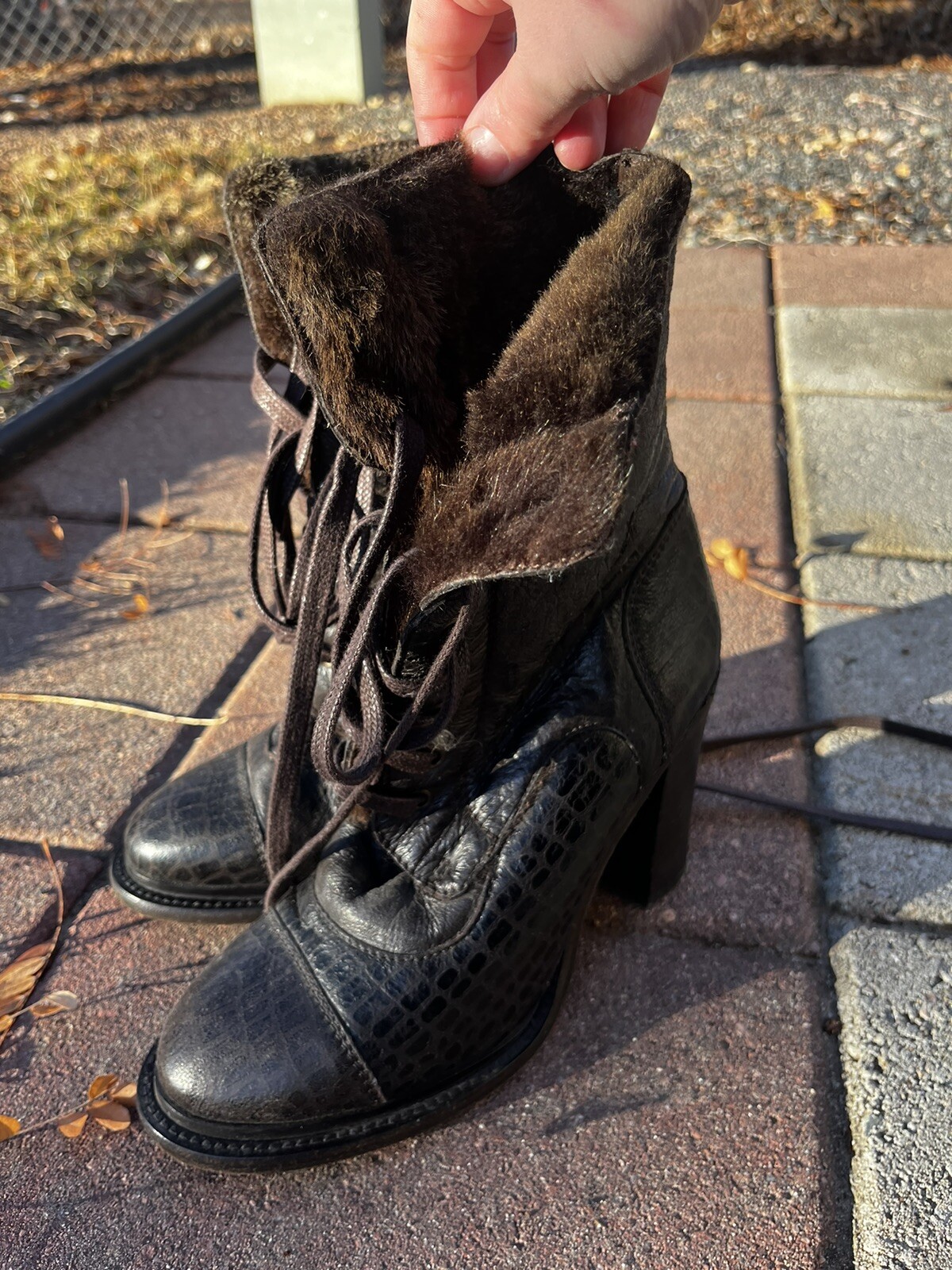 Rare Ugg Collection Brown Leather Shearling Boots 4” … Gem