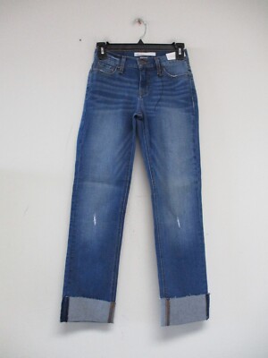 Vibrant MIU Jeans Women's Size 1 Blue Straight Leg Cuffed 24x25 Denim M51607
