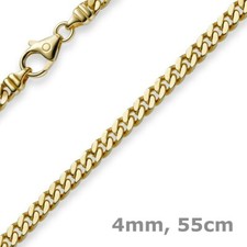 4mm Panzerkette Kette Collier aus 585 Gold Gelbgold, Goldkette, 55cm, Herren