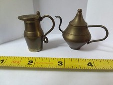 Vintage Dollhouse Solid Brass Pitcher Tea Pot Coffee Miniature Mini Handmade