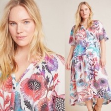 New Anthropologie Azores floral short sleeves Maxi Dress Size XS