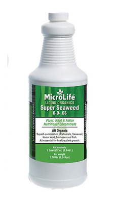 ORGANIC MicroLife Super Seaweed, Liquid SUPER Fertilizer, 1 quart bottle, 0-0-.3