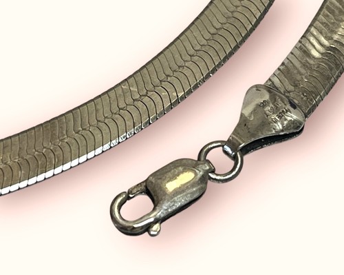 HEAVY THICK Solid Sterling 925 Silver Long 24” Herringbone Chain Necklace Italy - Picture 3 of 7