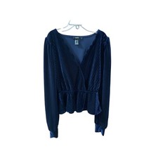 Forever 21 Womens Small S Ribbed Velvet Long Sleeve VNeck Dress Romantic feminin