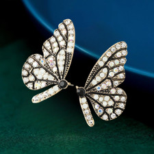 Women's AB Clear Crystal Rhinestone Butterfly Stud Earrings