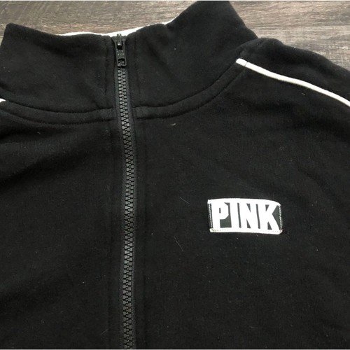 Victoria's Secret Pink Medium Black with Purple & Red 1/4 Zip Sweatshirt - Picture 3 of 6