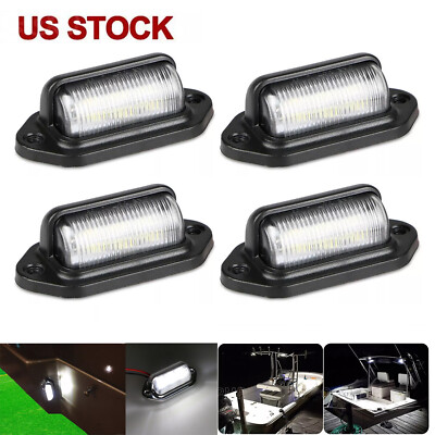 4x Marine Boat RV LED Deck Courtesy Lights Waterproof White Stern Transom Lamp